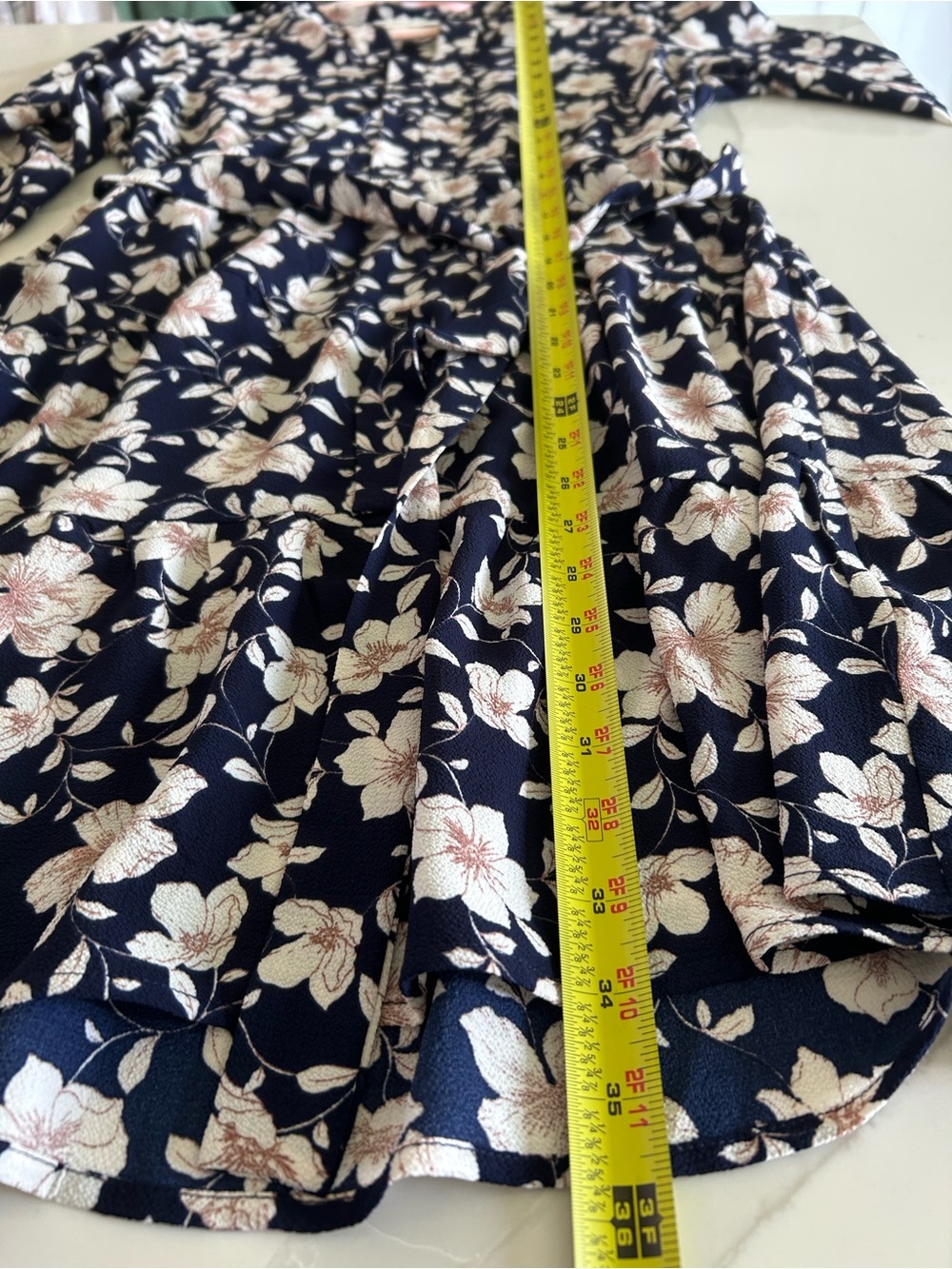 Monteau Navy Floral Tie-Waist Mini Dress - Picture 7 of 8